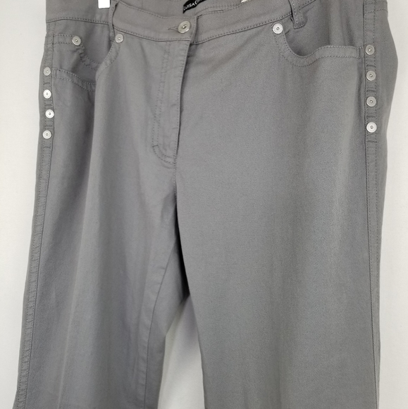 Luisa Cerano Gray Straight Leg Zip Pocket Pants 14 Stretch - Picture 3 of 10